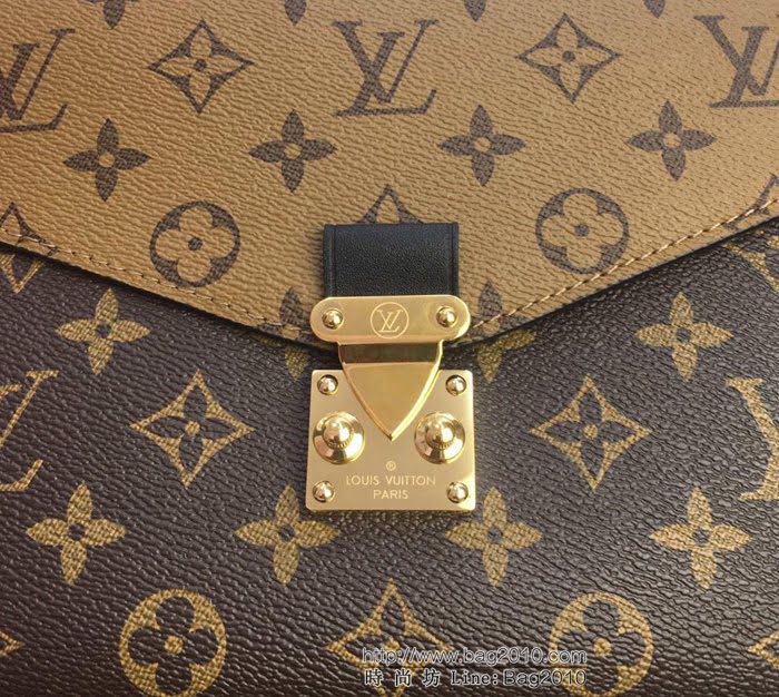 路易威登LV 頂級原單 M41465 Monogram Reverse帆布 新潮Pochette Metis手袋 時尚單肩斜挎包  YDH2479